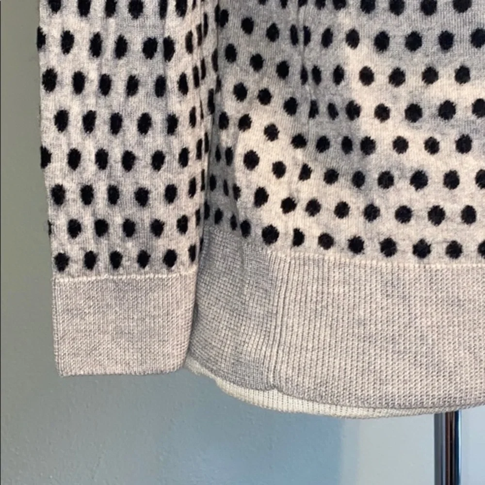 J.Crew polkadot long sleeve sweater gray and black merino wool small